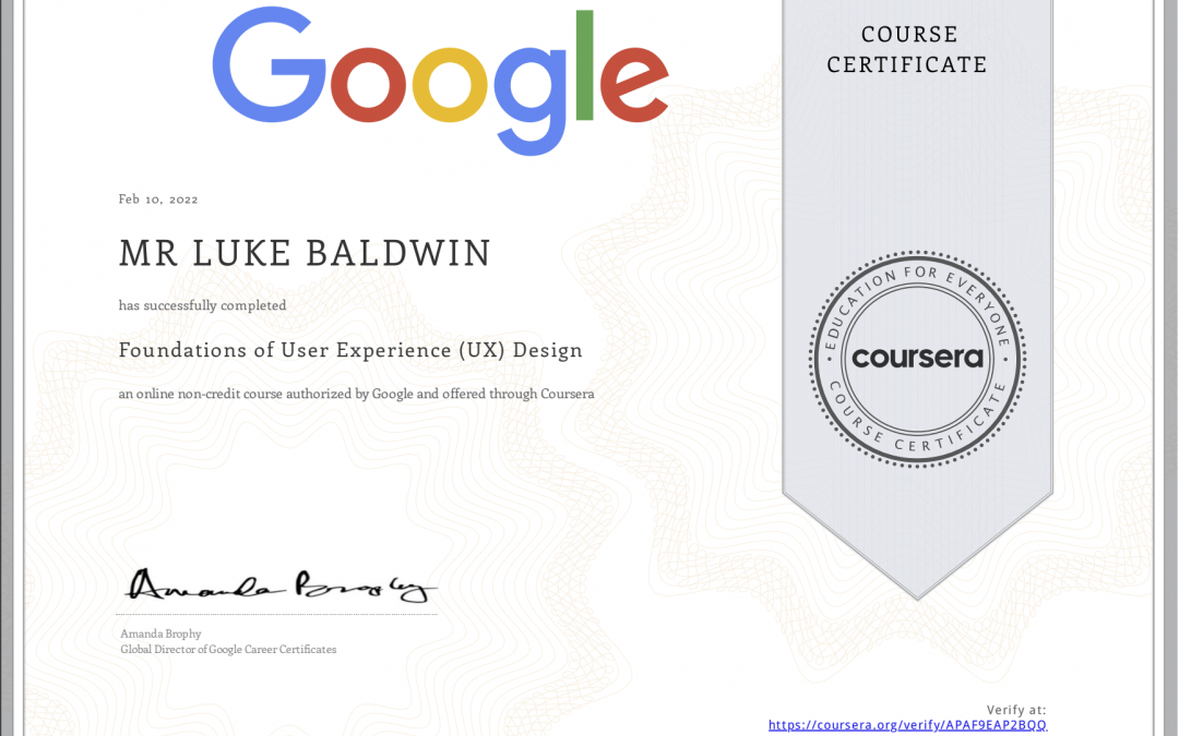 Completed the Google UX Foundation Certification!